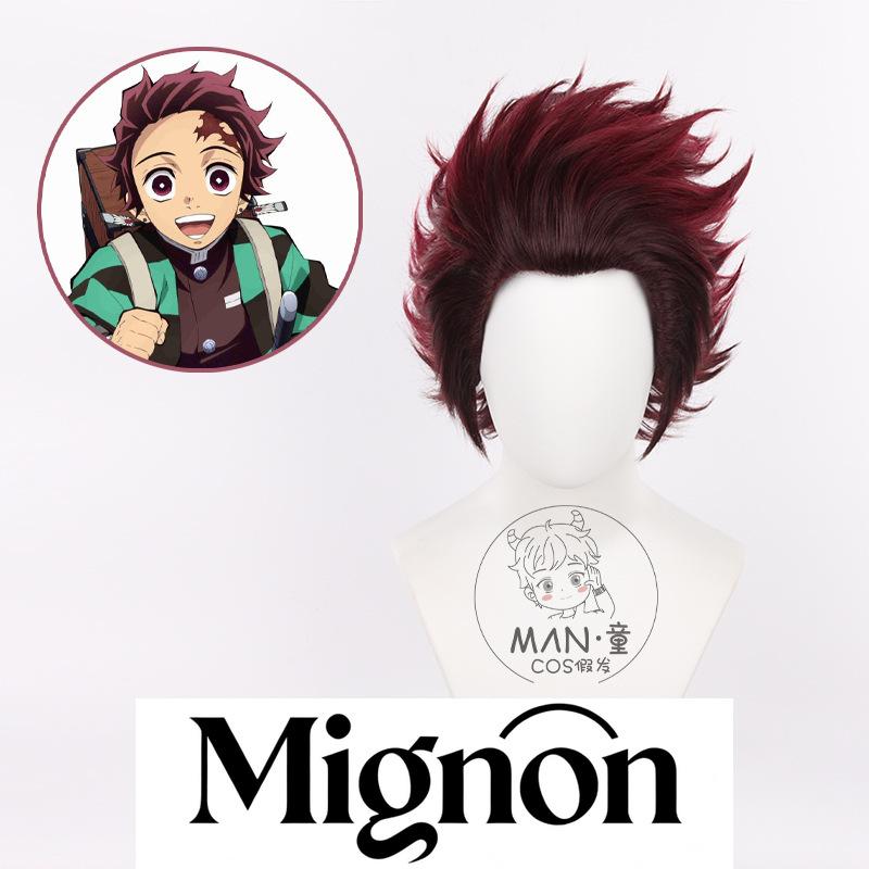 Anime Cosplay Tanjiro - Wig Cosplay Demon Slayer Tanjiro Kamado
