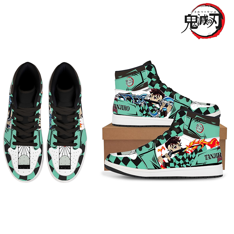 Anime Cosplay Tanjiro - Sepatu Kustom Demon Slayer Anime High-Top