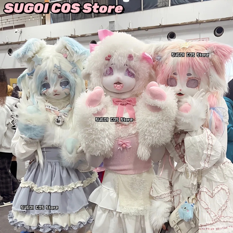 Anime Cosplay Cat - aBcSCS*Fursuit Head Kigurumi Topeng Bulu Lucu