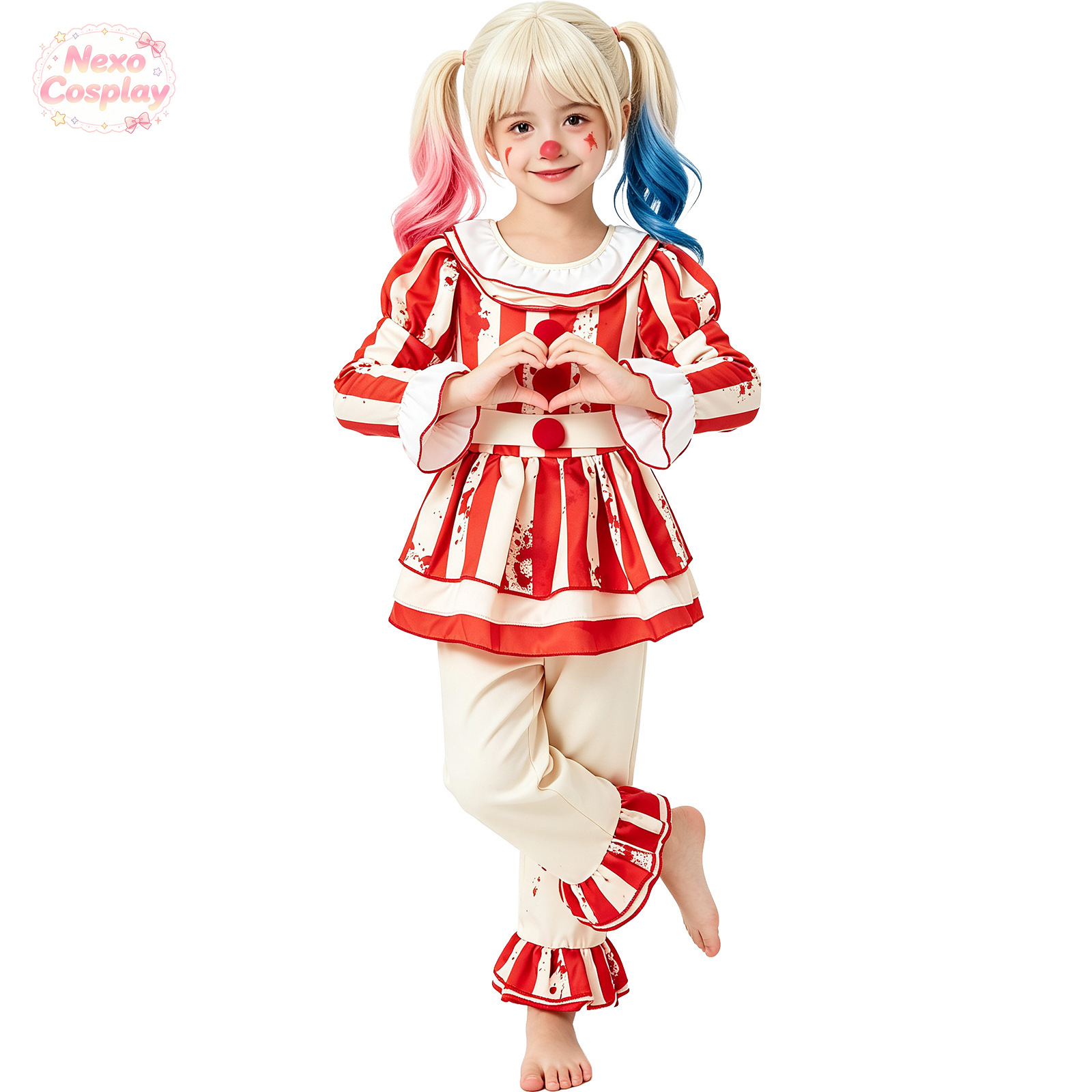 Setelan Badut Horor Bergaris M - Anime Cosplay Red ulasan dan harga