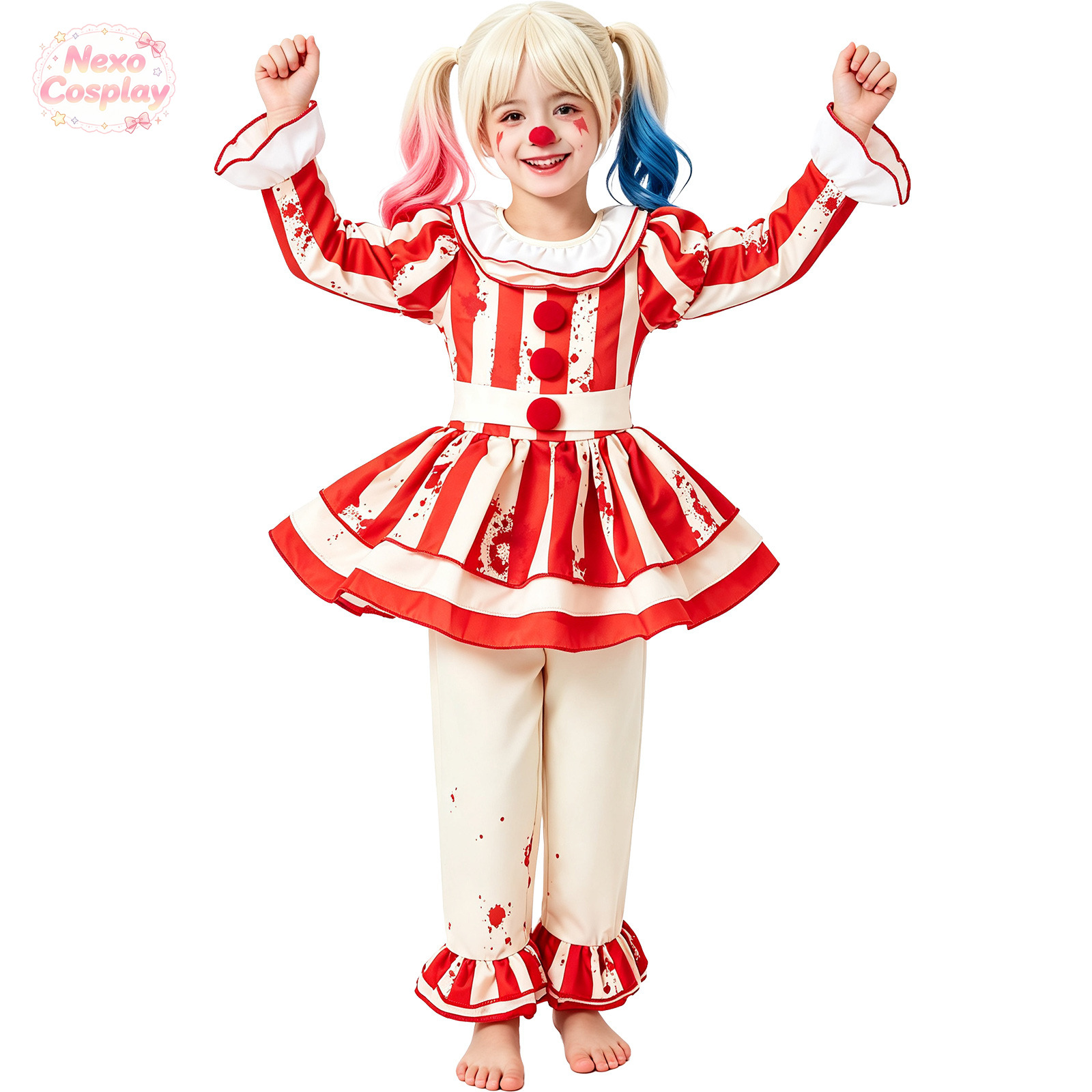 Setelan Badut Horor Bergaris M - Anime Cosplay Red ulasan dan harga